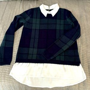 Tahari Collared Blackwatch Plaid Sweater